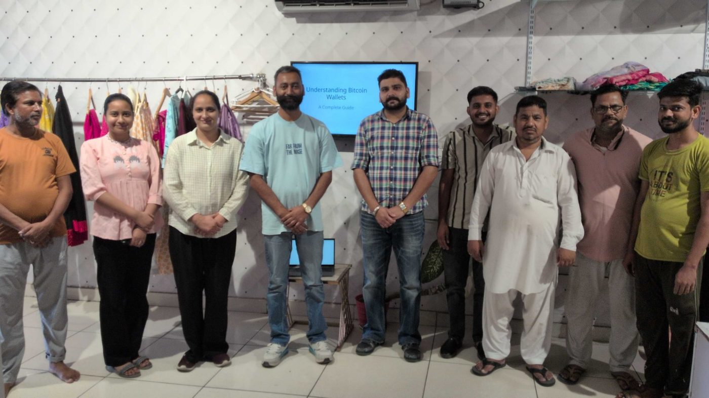 Desi Orange Pill Bitcoin wallet workshop — learners and mentor together